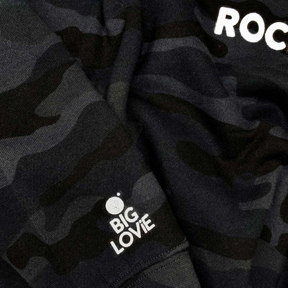 KINDNESS ROCKS HOODIE CROP SWEATSHIRT | BLACK CAMO