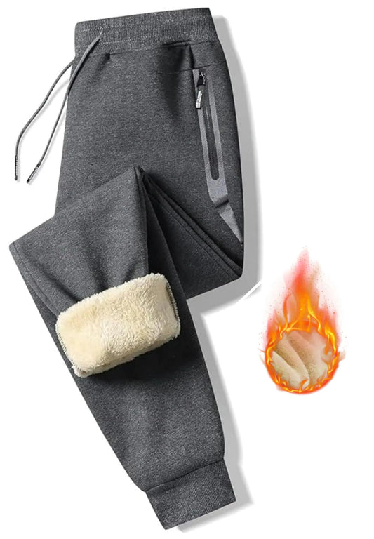 STICKON Mens Fleece Lined Joggers Sweatpant Winter Cotton Sweat Pants Drawing with Pockets Grey M